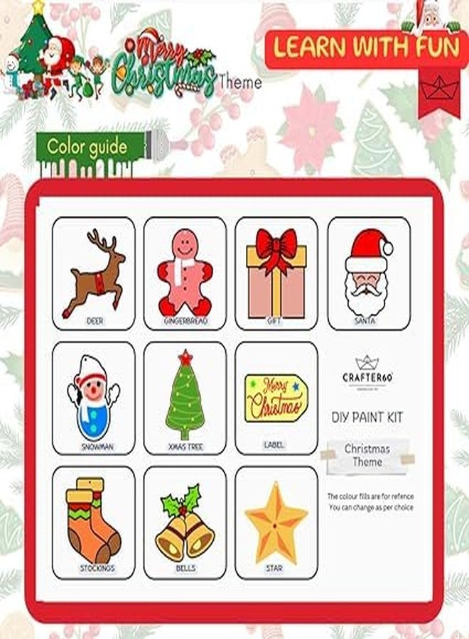 CRAFTER60 DIY Wooden Painting Kit for Kids 5+ - DIY Art & Craft Set with Paints, Brushes & Cutouts - Educational Creative Toy (Christmas) - Image 4
